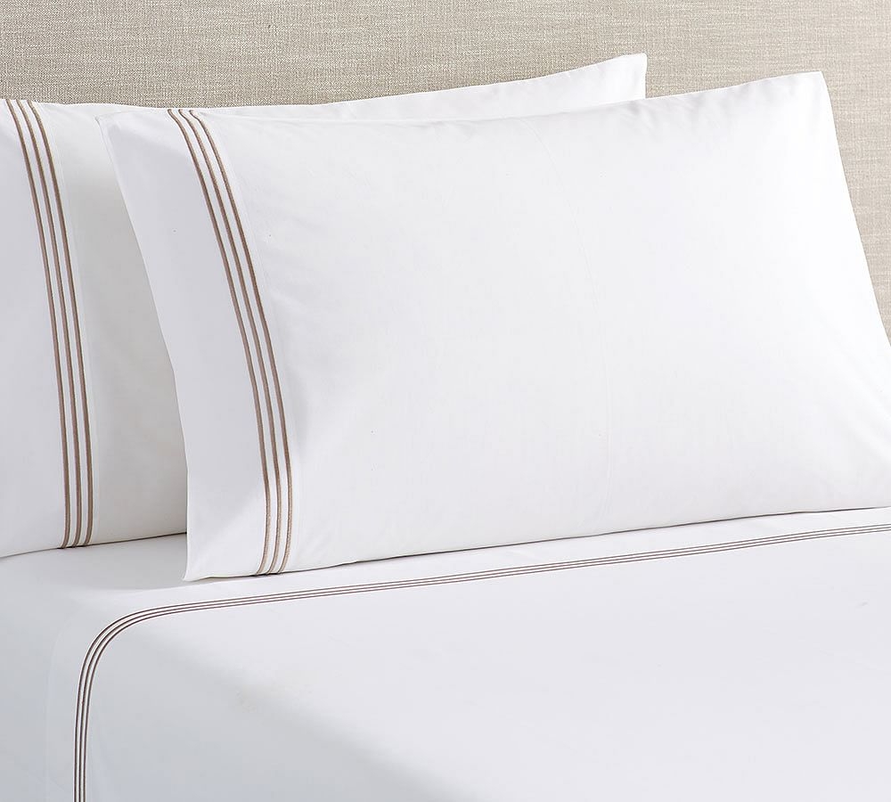 Grand Organic Percale Sheet Set, Queen, Simply Taupe - Image 0