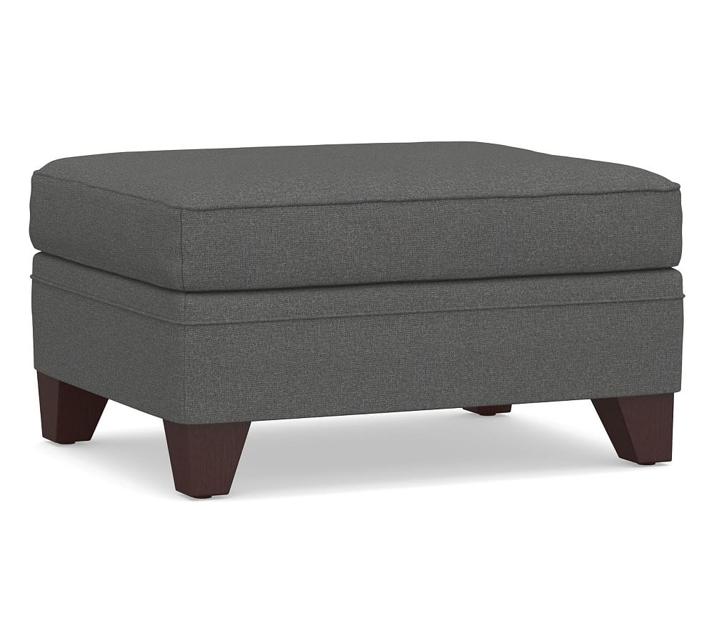 Cameron Roll Arm Upholstered Ottoman, Polyester Wrapped Cushions, Park Weave Charcoal - Image 0