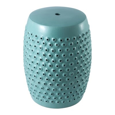 Ceramic White Drum Outdoor Side Table - Image 0