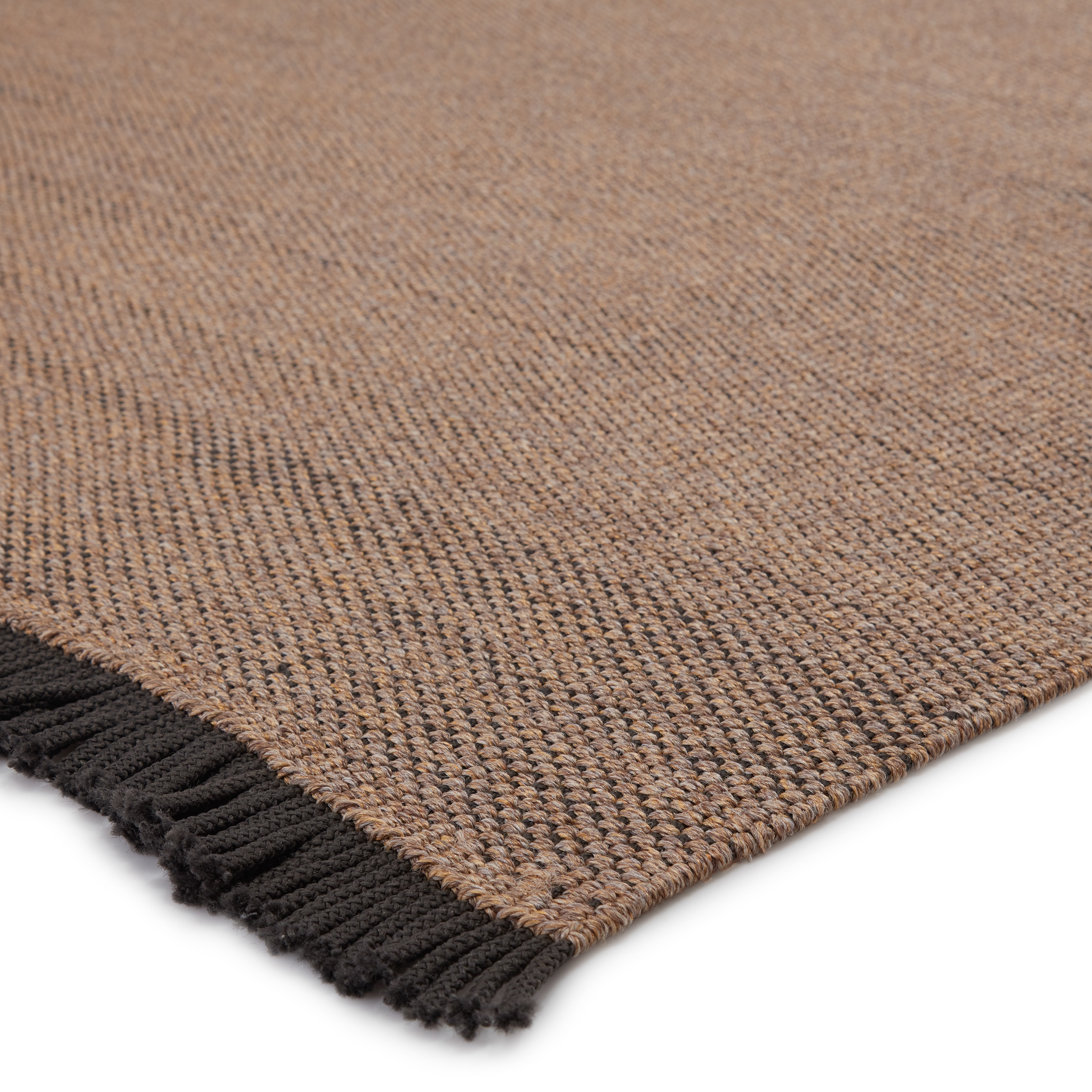 Savvy Indoor/ Outdoor Solid Tan/ Black Area Rug (5'X8') - Image 1