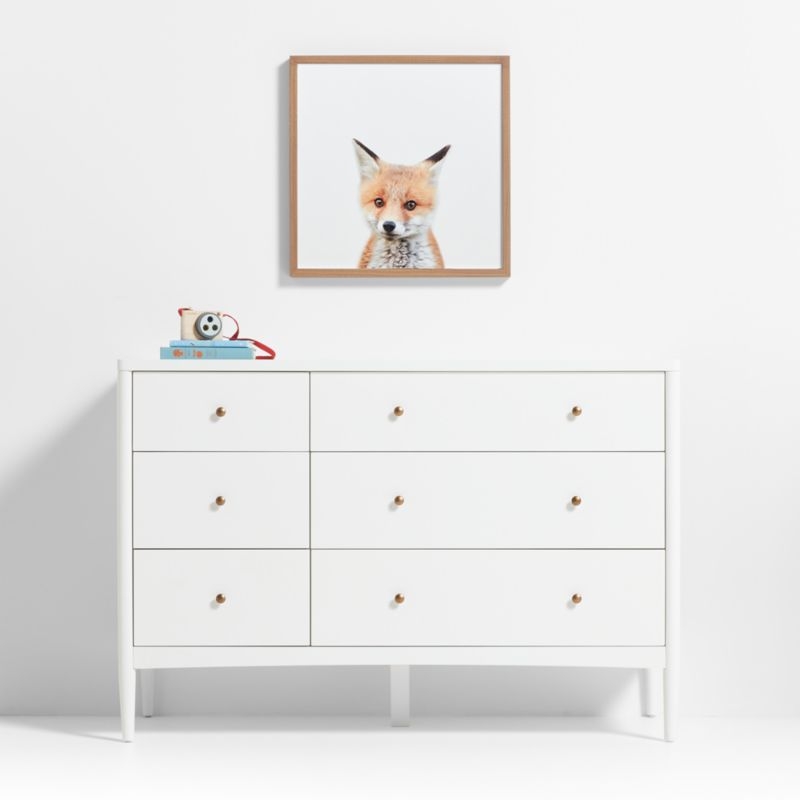 Baby Fox Walnut Wood Framed Wall Art Print - Image 1