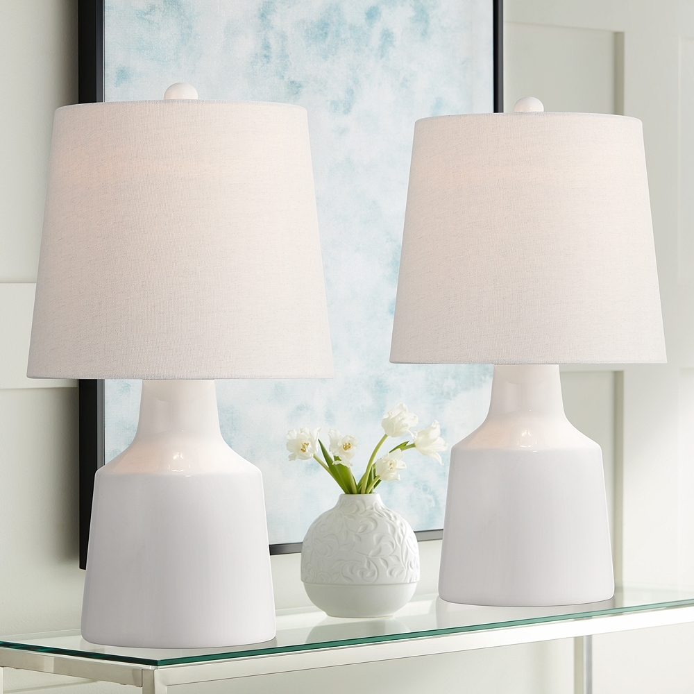 360 Lighting Tango 20 1/2" Modern White Ceramic Accent Lamps Set of 2 - Image 0