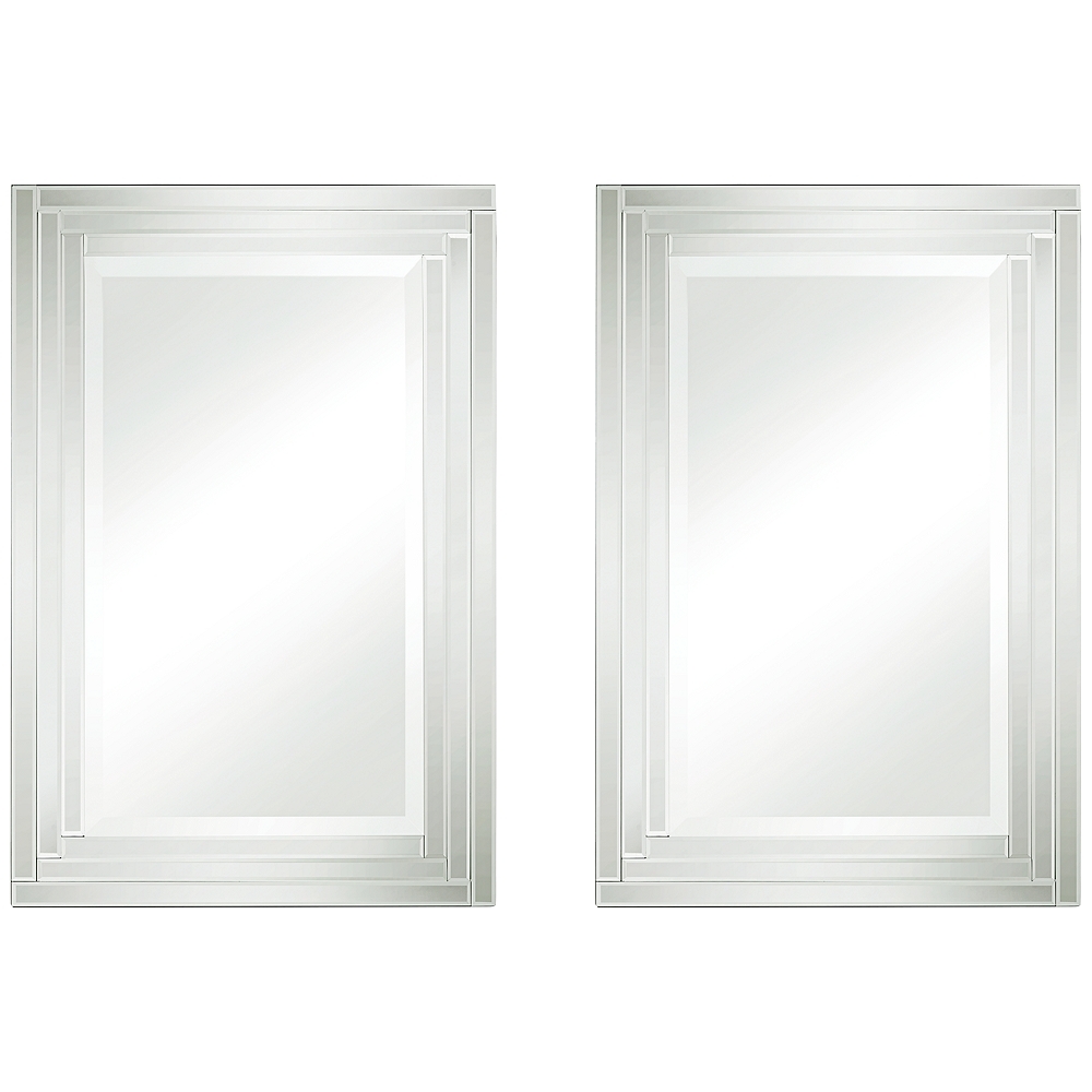 Vedi Stepped Glass 24 3/4" x 36 3/4" Wall Mirrors Set of 2 - Image 0
