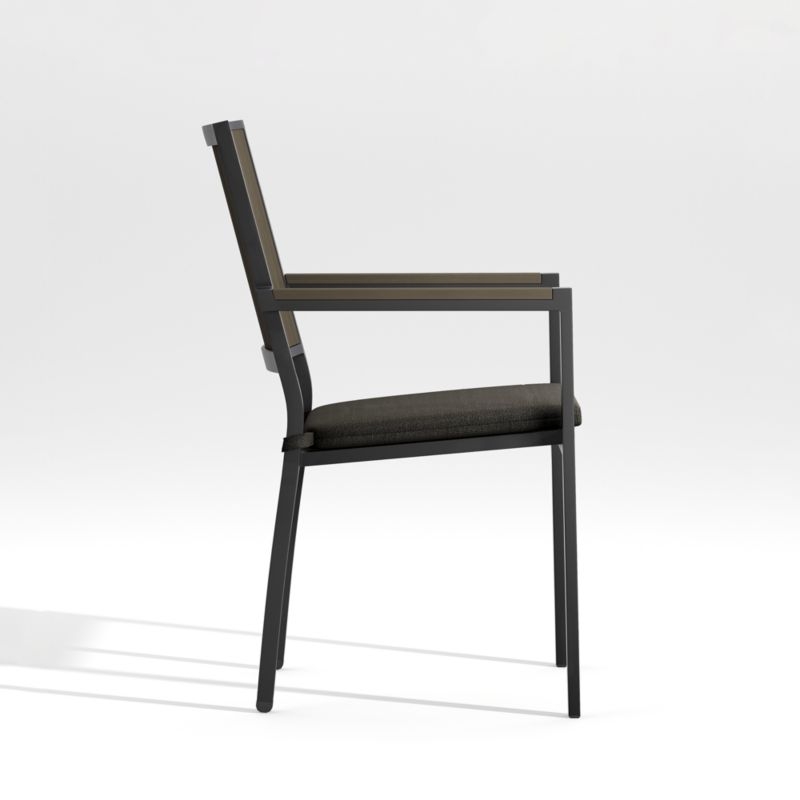 Alfresco II Grey Outdoor Dining Arm Chair with Charcoal Sunbrella ® Cushion - Image 4