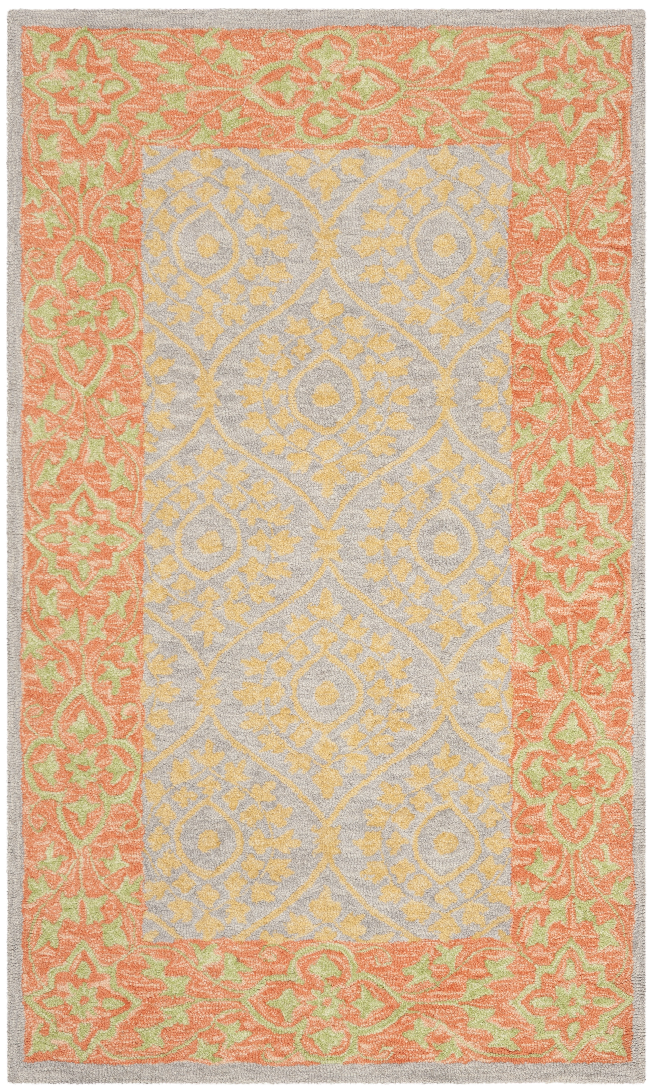 Arlo Home Hand Hooked Area Rug, SZN105A, Orange/Silver,  4' X 6' - Image 0