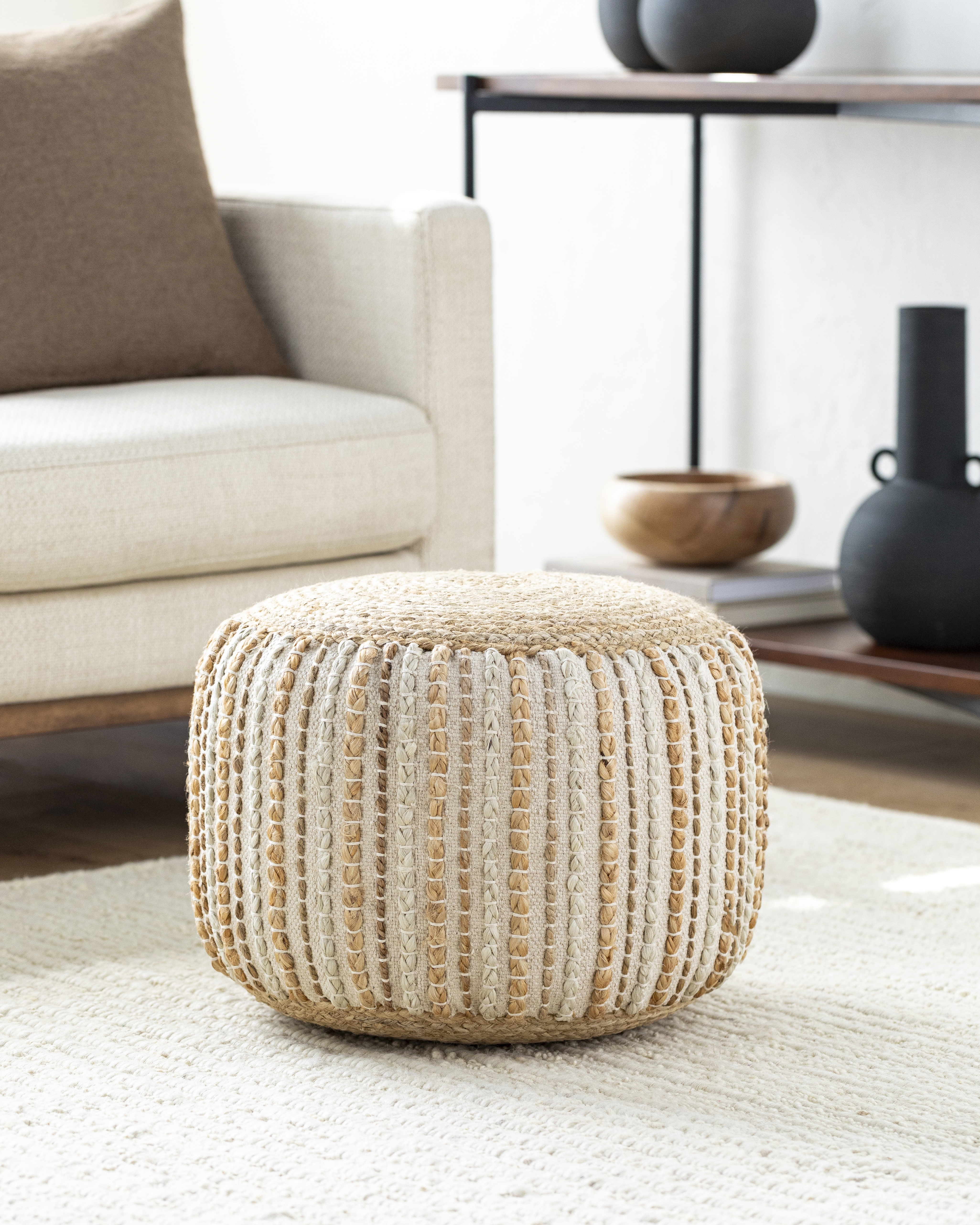 Livabliss Genova Woven Pouf - Image 1