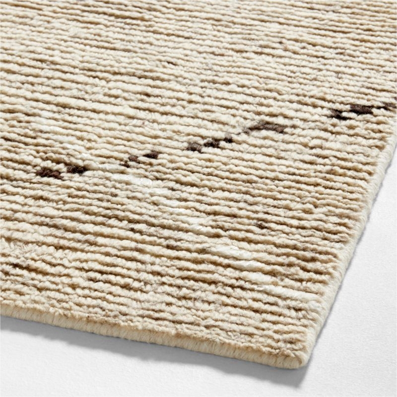 Larache Wool Hand-Knotted Moroccan Sand Beige Area Rug 6'x9' - Image 1