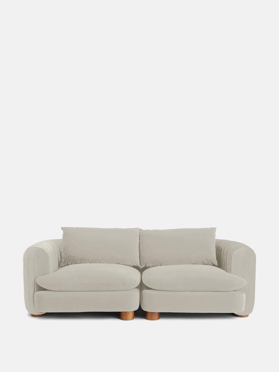 Vivienne Sectional Sofa, Three Seater, Velvet Porcelain, US - Image 0