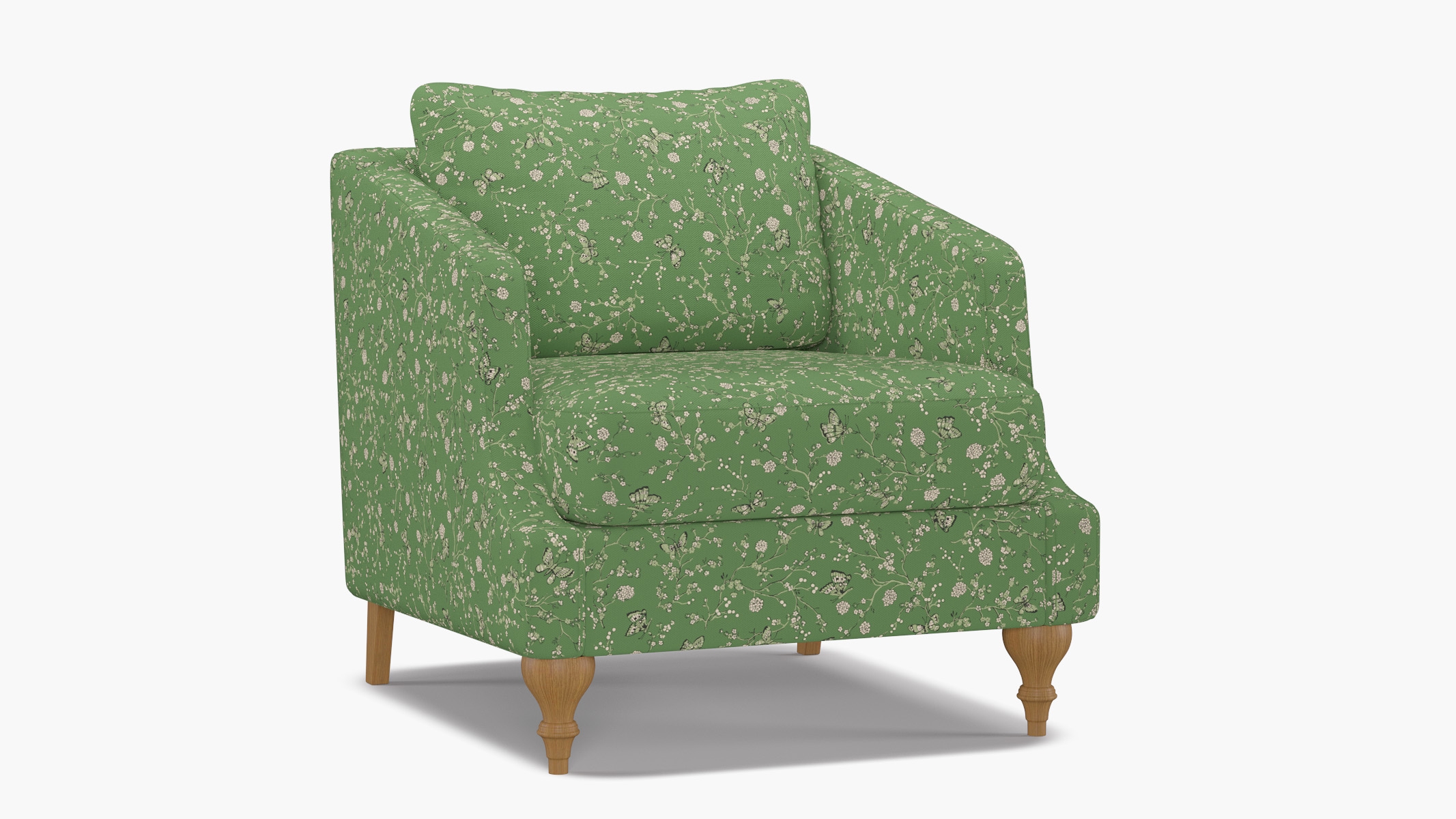 Slope Arm Chair, Kelly Mariposa, Natural Turned Wood Leg - Image 1