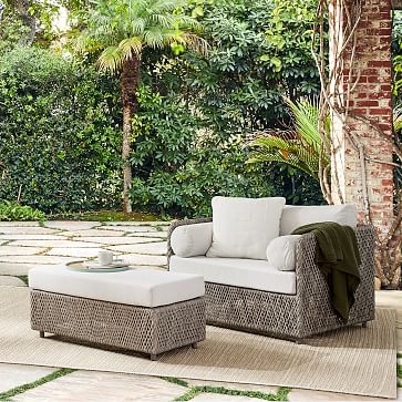 Coastal Ottoman, All Weather Wicker, Natural - Image 1