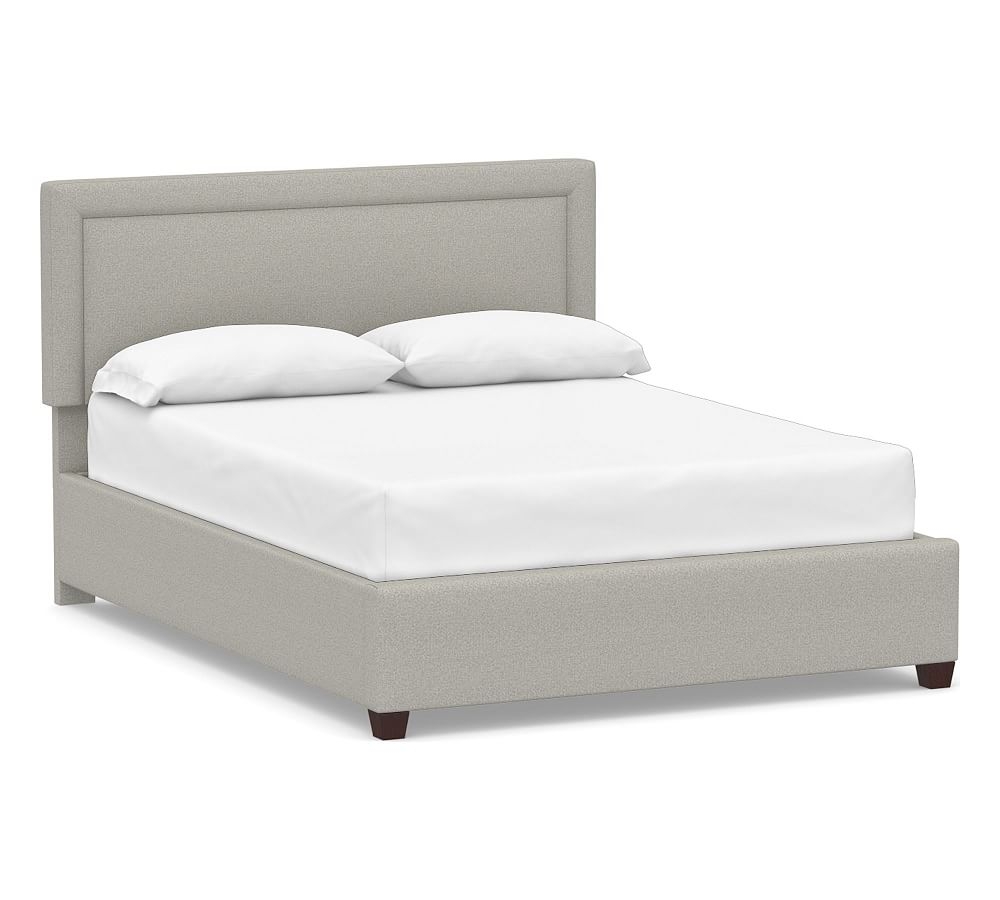 Elliot Square Upholstered Bed, Full, Performance Boucle Pebble - Image 0