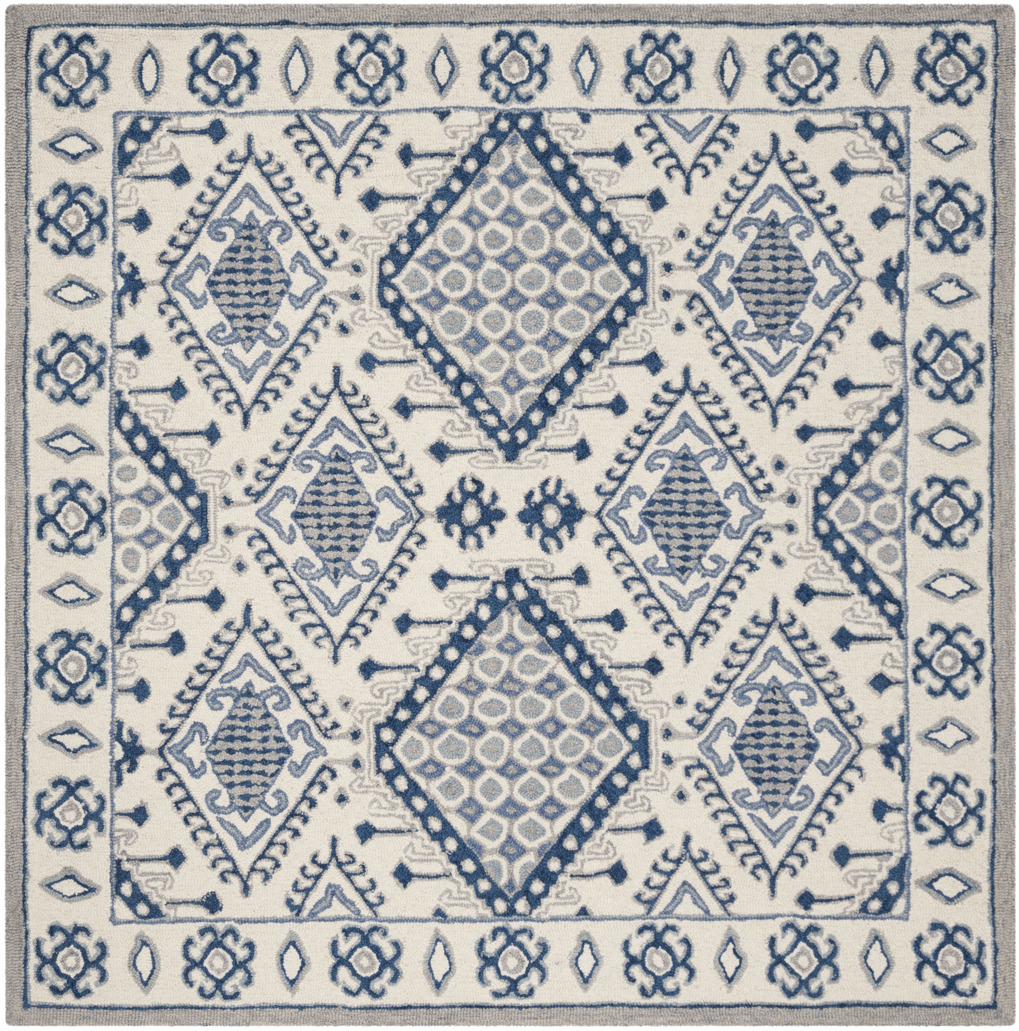 Arlo Home Hand Tufted Area Rug, MLP511M, Ivory/Blue,  5' X 5' Square - Image 0