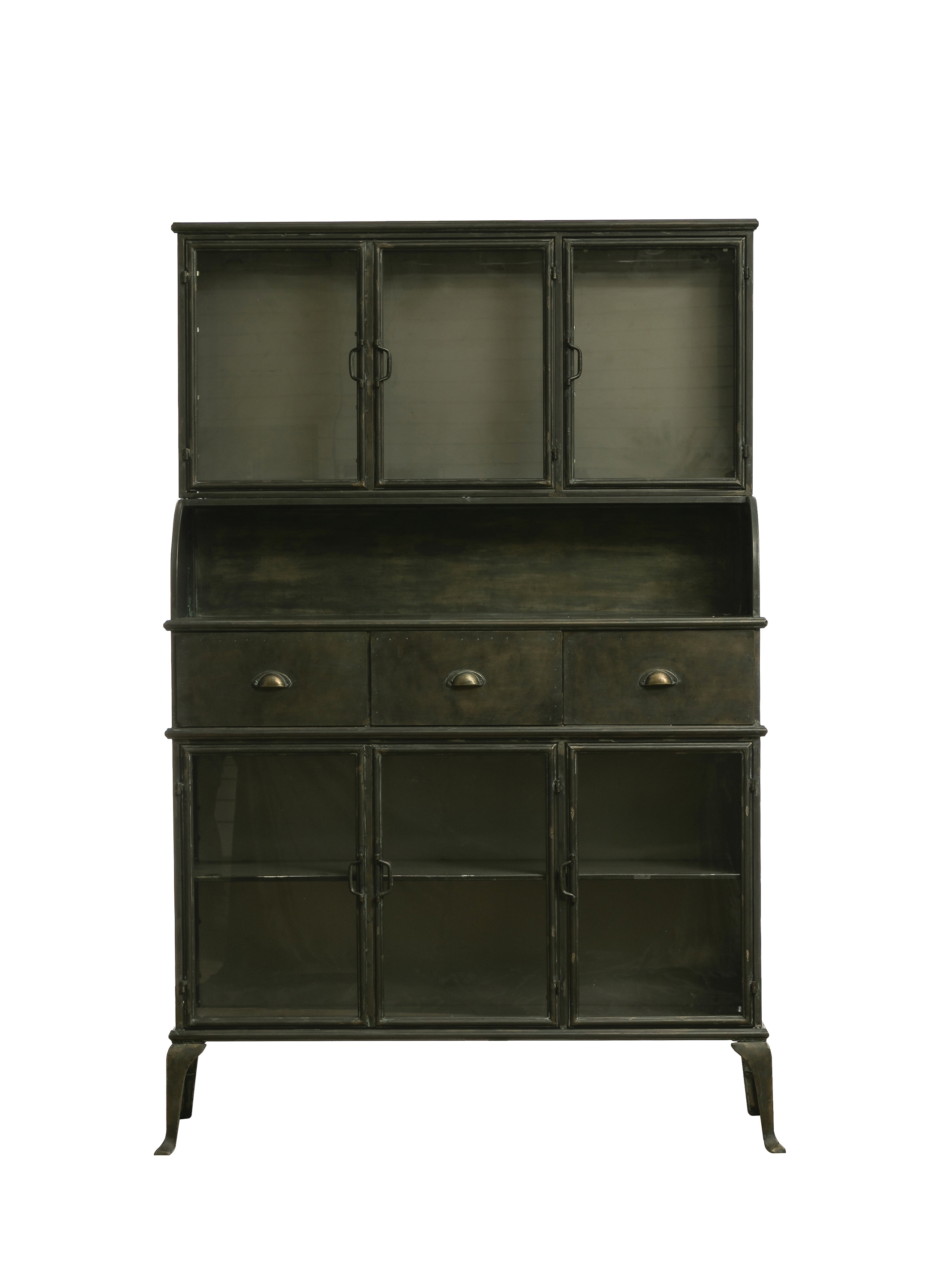 Antique Metal Storage Cabinet, Distressed Black - Image 0