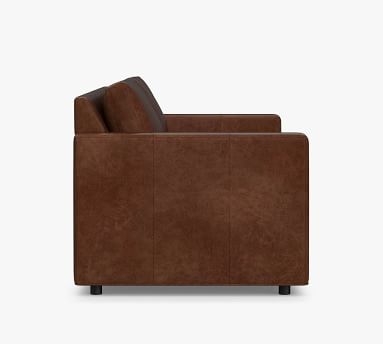 SoMa Sanford Square Arm Leather Loveseat 62", Polyester Wrapped Cushions, Burnished Walnut - Image 4