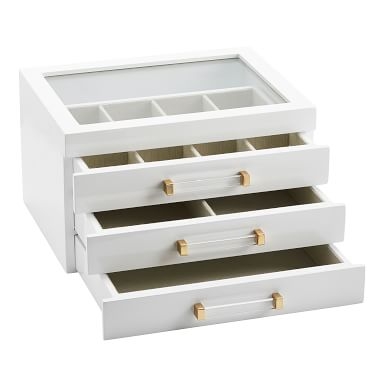 Elle Lacquer Jewelry Display Box, White & Gold - Image 5