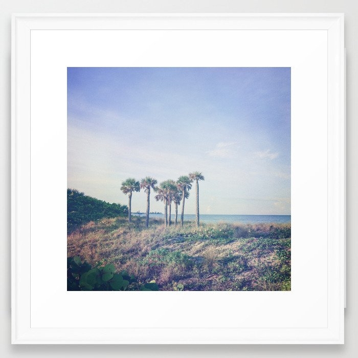 Seven Palm Trees Framed Art Print by Olivia Joy St.claire - Cozy Home Decor, - Scoop White - MEDIUM (Gallery)-22x22 - Image 0