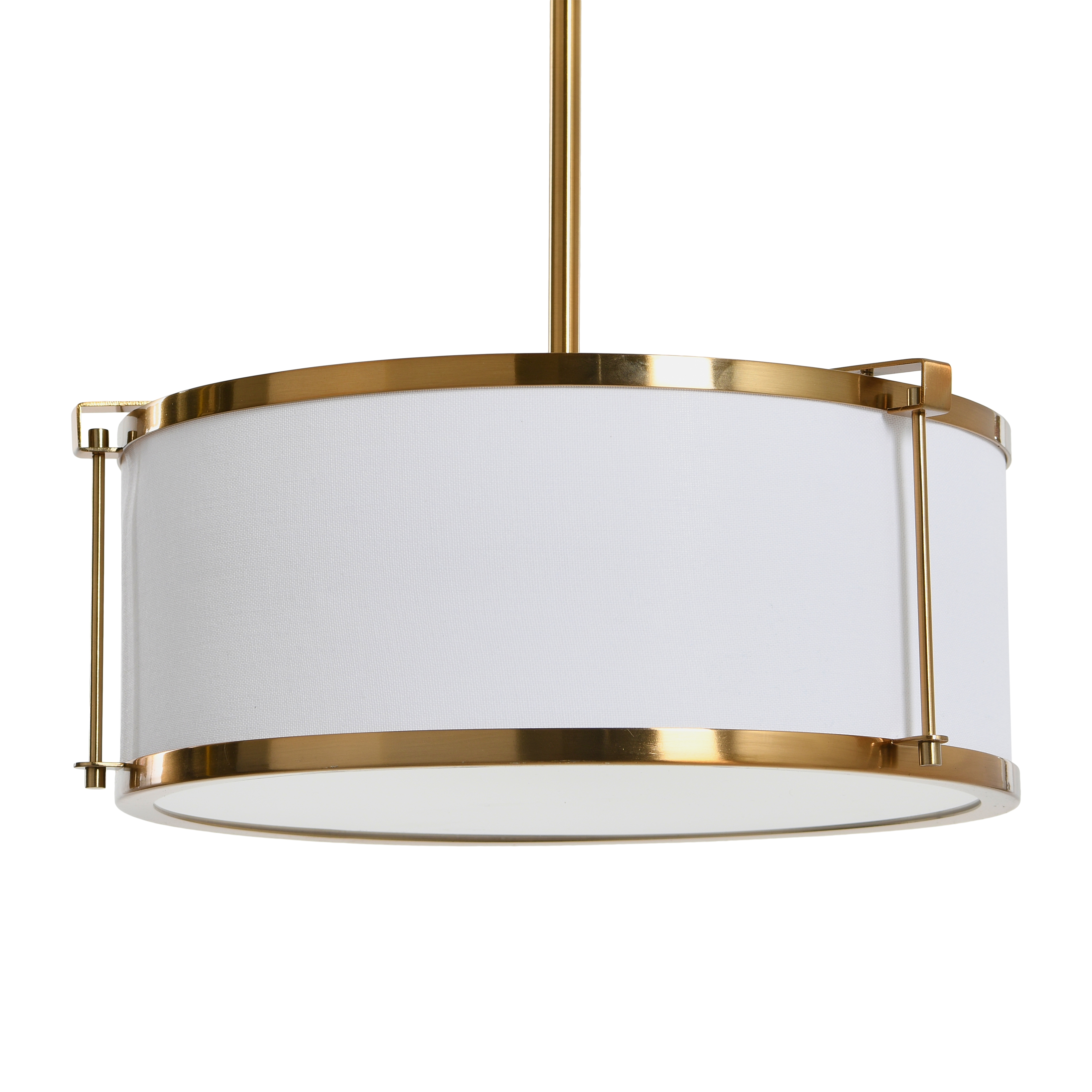 Robert Stevenson Lighting Harrison - Metal Ceiling Light with Captured Linen Shade, Brushed Brass - Image 0