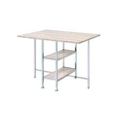 Counter High Table, Antique White & Chrome Finish - Image 0