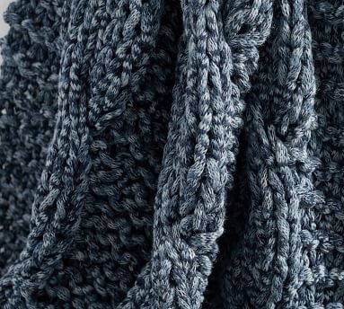 Colossal Handknit Throw Blanket, 44 x 56", Heathered Indigo - Image 1