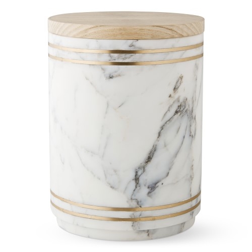 White Marble and Gold Canister, Large - Image 0