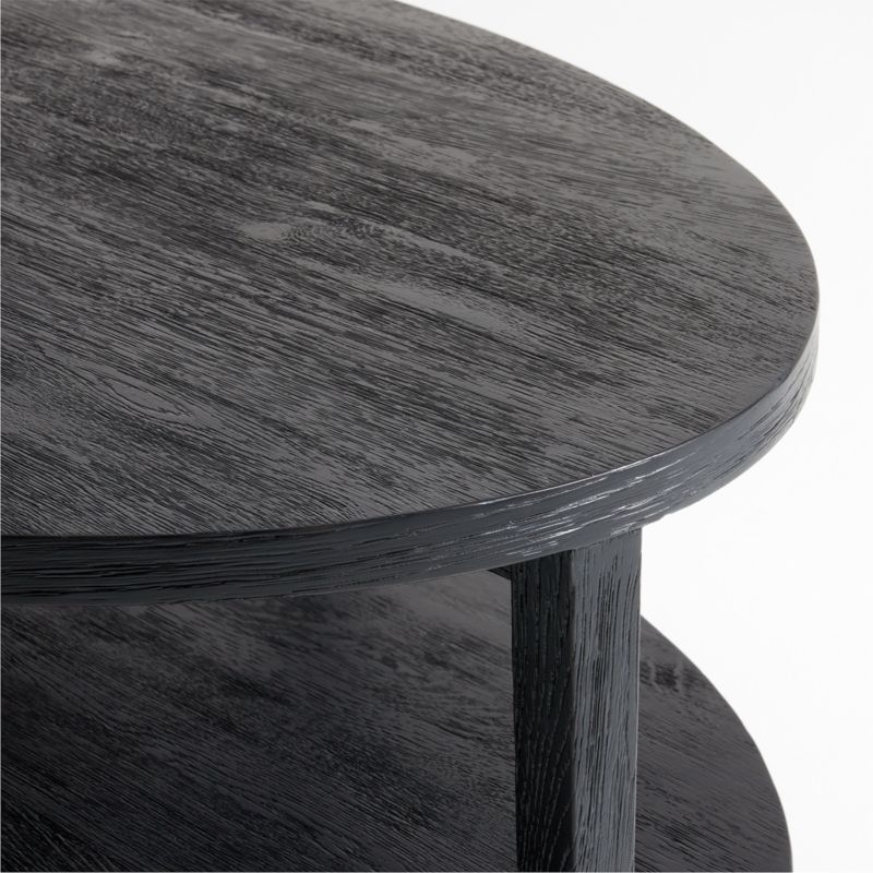 Clairemont Ebonized Oak Wood 48" Oval Coffee Table with Shelf - Image 4