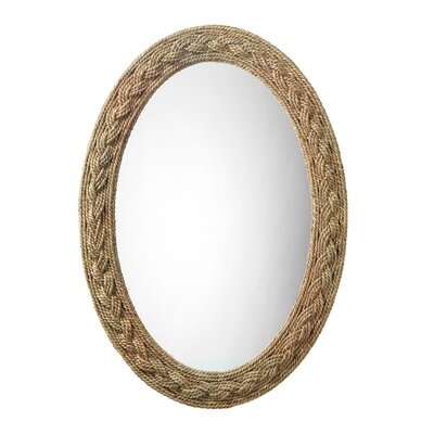 Accent Mirror With Oval Encasing And Seagrass Braiding, Brown - Image 0