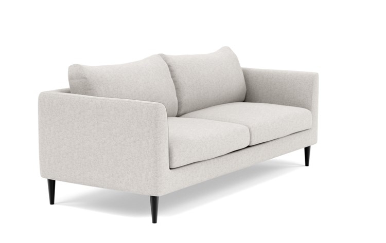 Owens Loveseats with Beige Pebble Fabric, down alternative cushions, and Unfinished GunMetal legs - Image 1