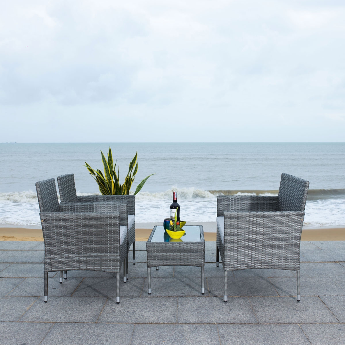 Bandele 4Pc Living Set - Grey / Grey - Safavieh - Image 3