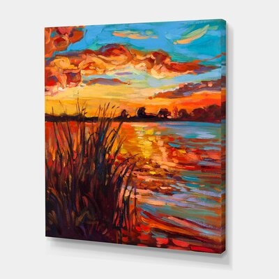 Sunset Evening Glow At The Lake I - Nautical & Coastal Canvas Wall Art Print - Image 0