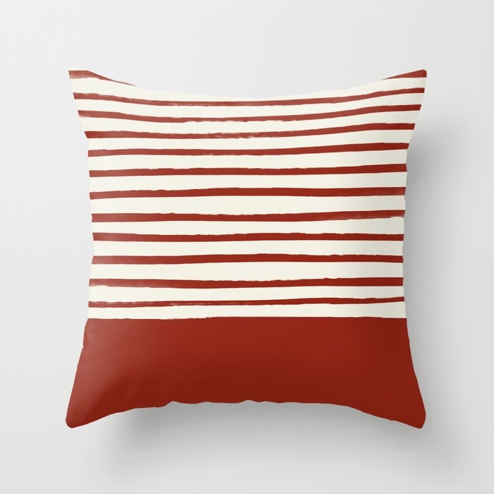 Holiday X Red Stripes Throw Pillow by Leah Flores - Cover (16" x 16") With Pillow Insert - Indoor Pillow - Image 0