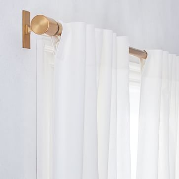 Linen Cotton Pole Pocket Curtain + Blackout Panel, White, 48"x96" - Image 2