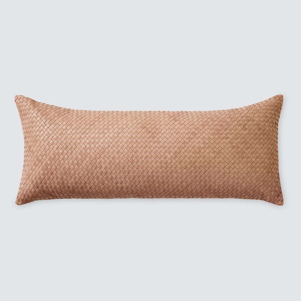 The Citizenry Dhara Leather Lumbar Pillow | 12" x 30" | Natural - Image 0