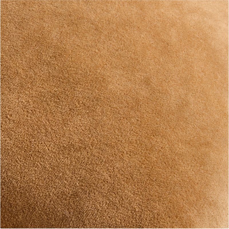 Relaxed Washed Organic Cotton Velvet 20x20 Cognac Throw Pillow with Feather Insert - Image 3