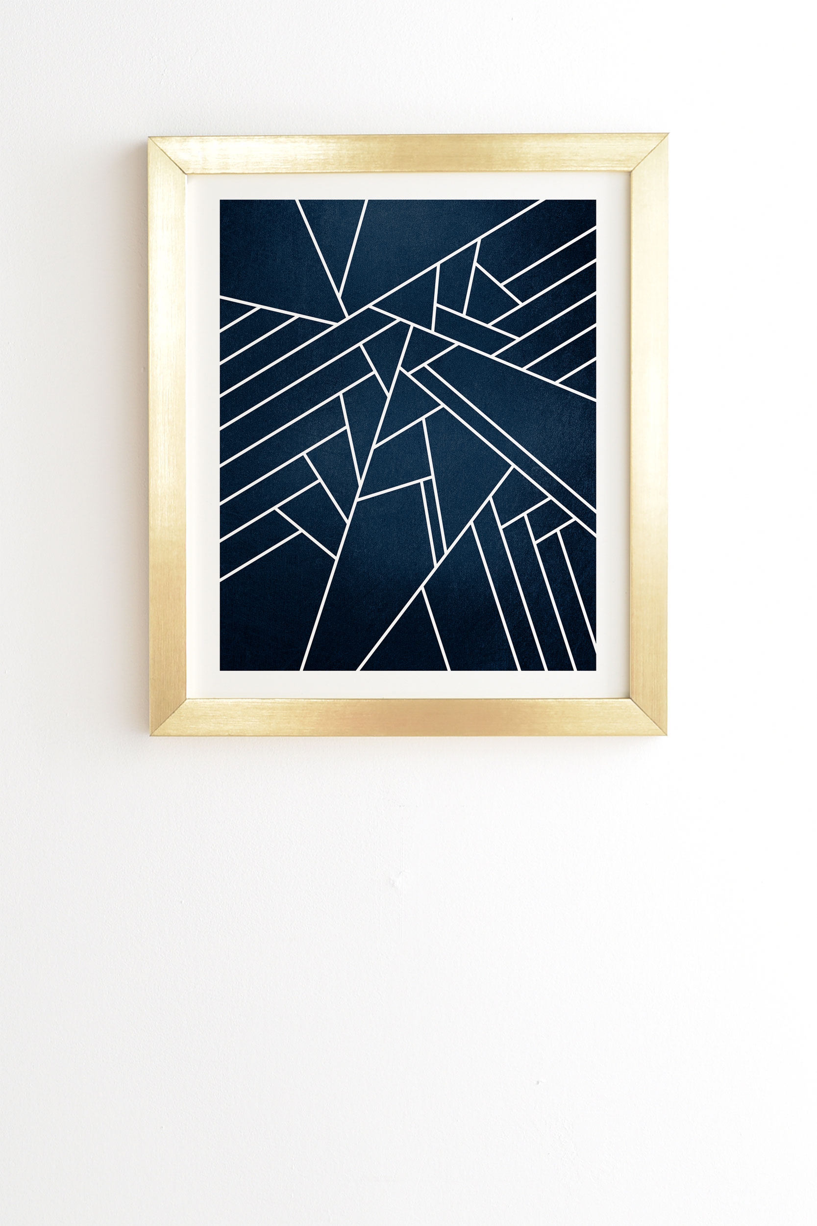 Geometric Navy by Elisabeth Fredriksson - Framed Wall Art Basic Gold 20" x 20" - Image 0