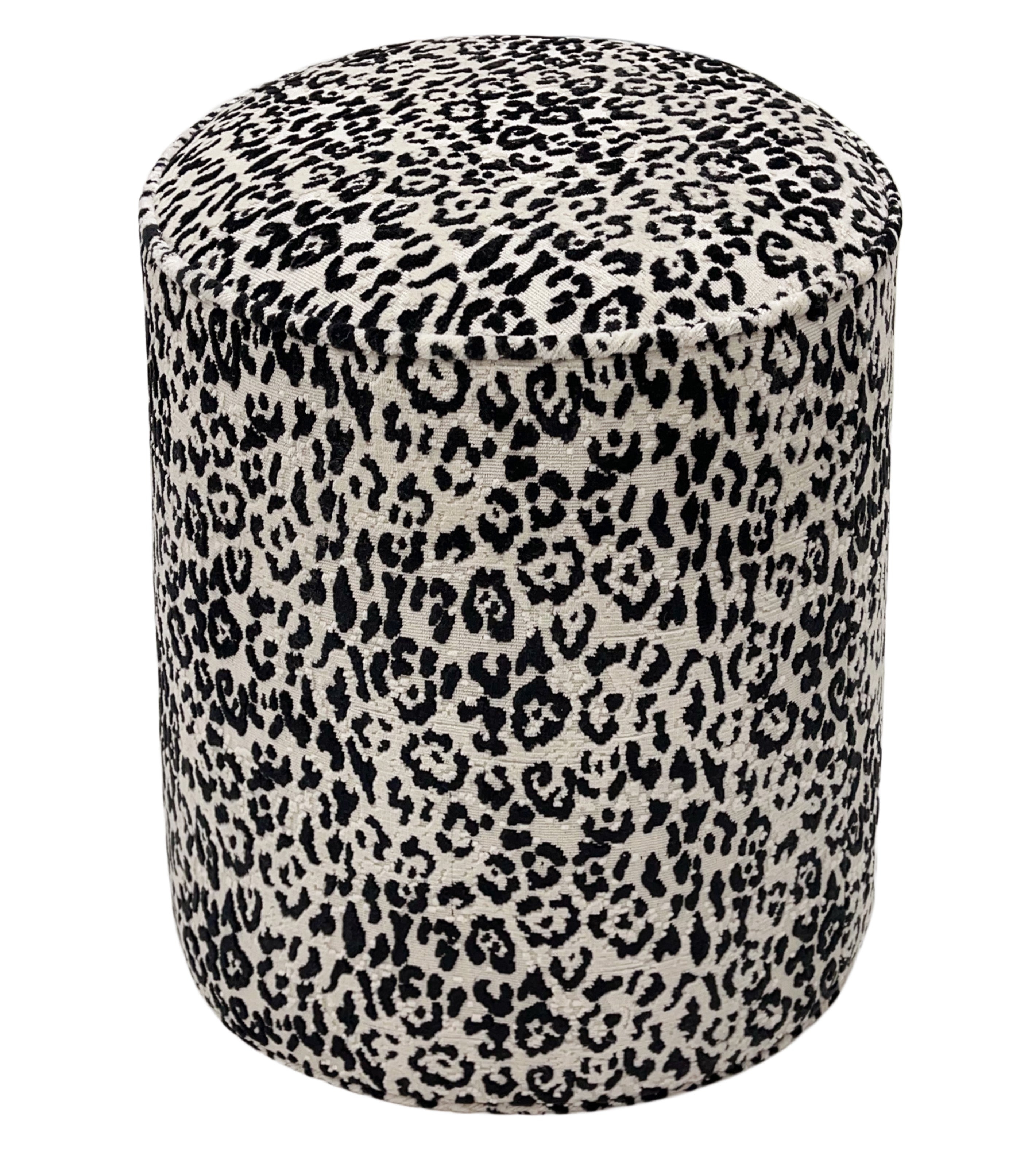 THE TIGHT ROUND OTTOMAN :: SERENGETI CUT VELVET // SNOW - BY THE YARD - Image 0