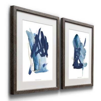 Indigo Collide Picture Frame Painting Print Set on Paper, Set of 2 - Image 0