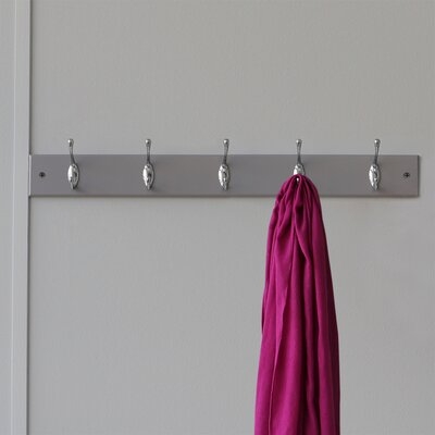 Ambo 5 - Hook Wall Mounted Coat Rack in Silver - Image 0