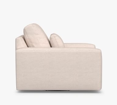 Big Sur Square Arm Upholstered Deep Seat Swivel Armchair, Down Blend Wrapped Cushions, Sunbrella(R) Performance Slub Tweed Pebble - Image 2
