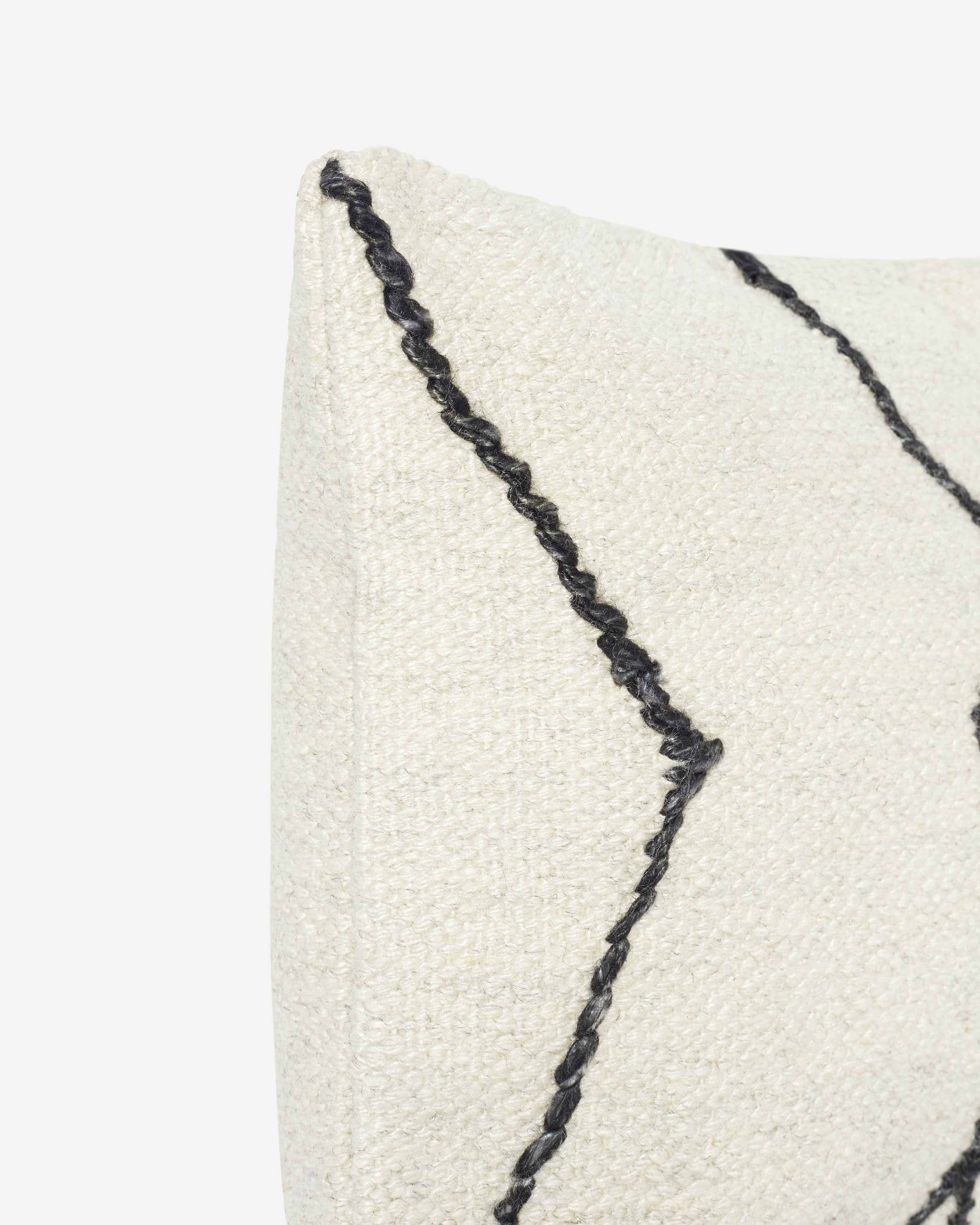 Moroccan Flatweave Lumbar Pillow, Black & Natural By Sarah Sherman Samuel - Image 4