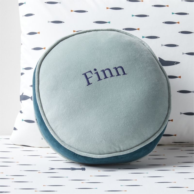 Harriet Round Light Teal Velvet Kids Throw Pillow - Image 2