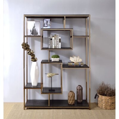 Scaola 72'' H x 16'' W Metal, Wood Geometric Bookcase - Image 0