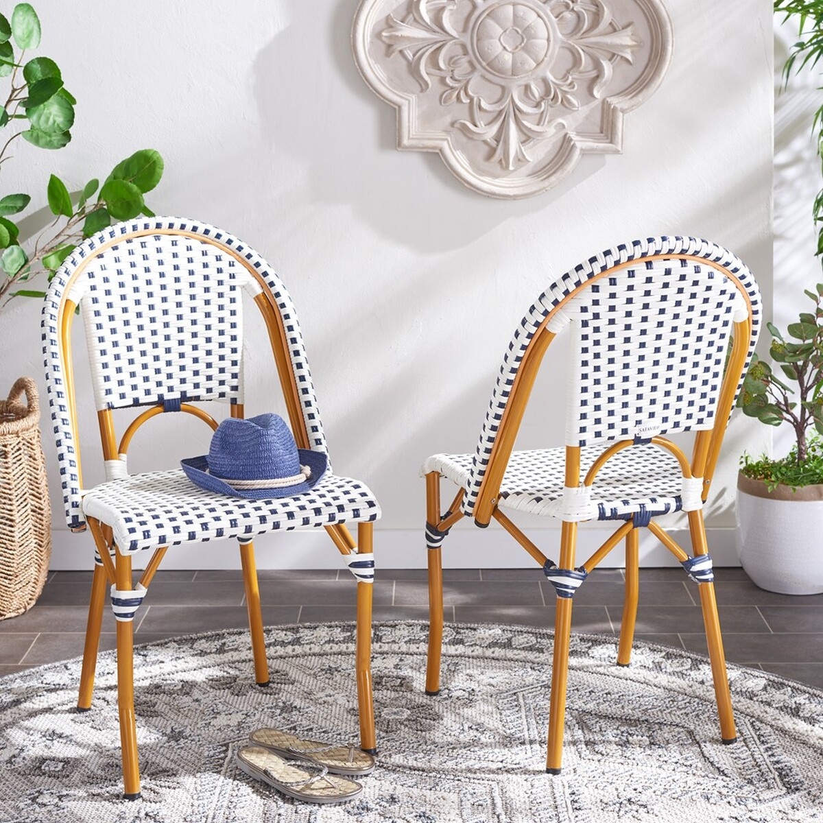 California Side Chair - White/Navy - Safavieh - Image 1