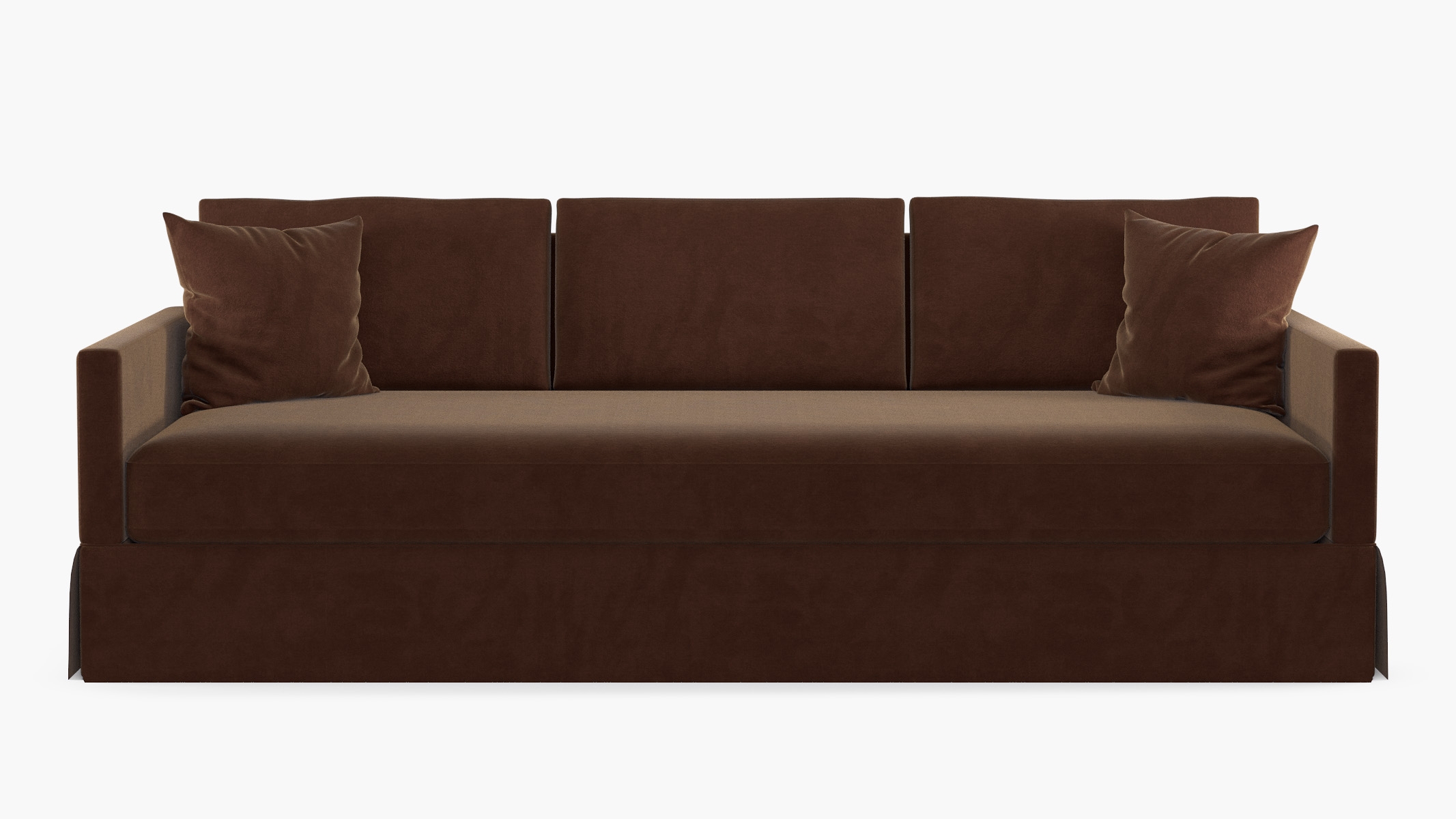 Skirted Track Arm Sofa, Cognac Luxe Velvet, Extra Deep (43") - Image 0