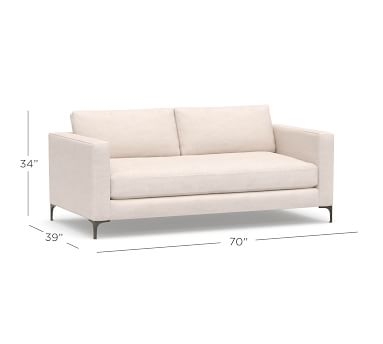 Jake Upholstered Grand Sofa 3x1 96" with Brushed Nickel Legs, Standard Cushions, Chenille Basketweave Pebble - Image 2
