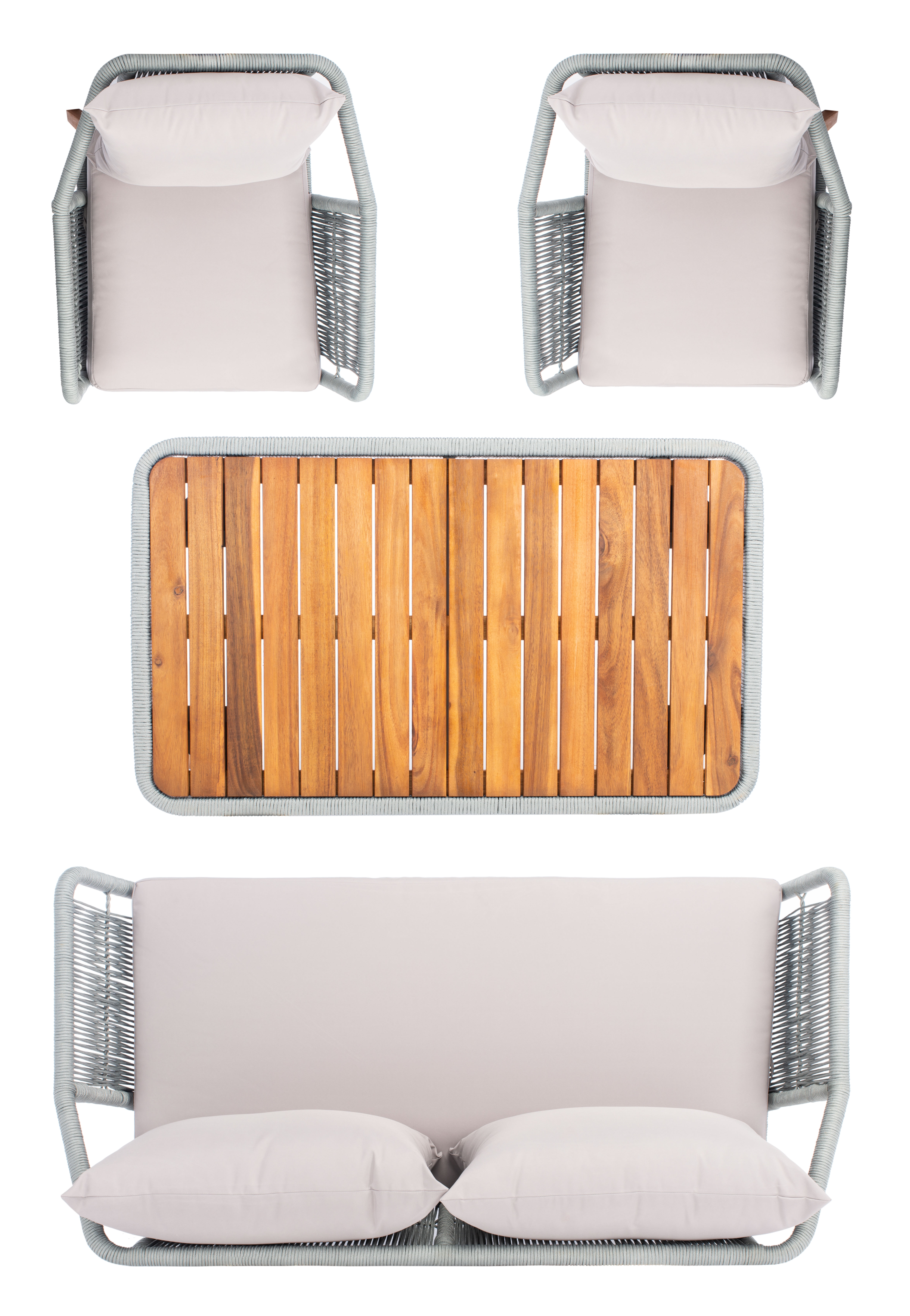 Raldin Rope 4 Piece Living Set - Light Grey/Grey - Safavieh - Image 0