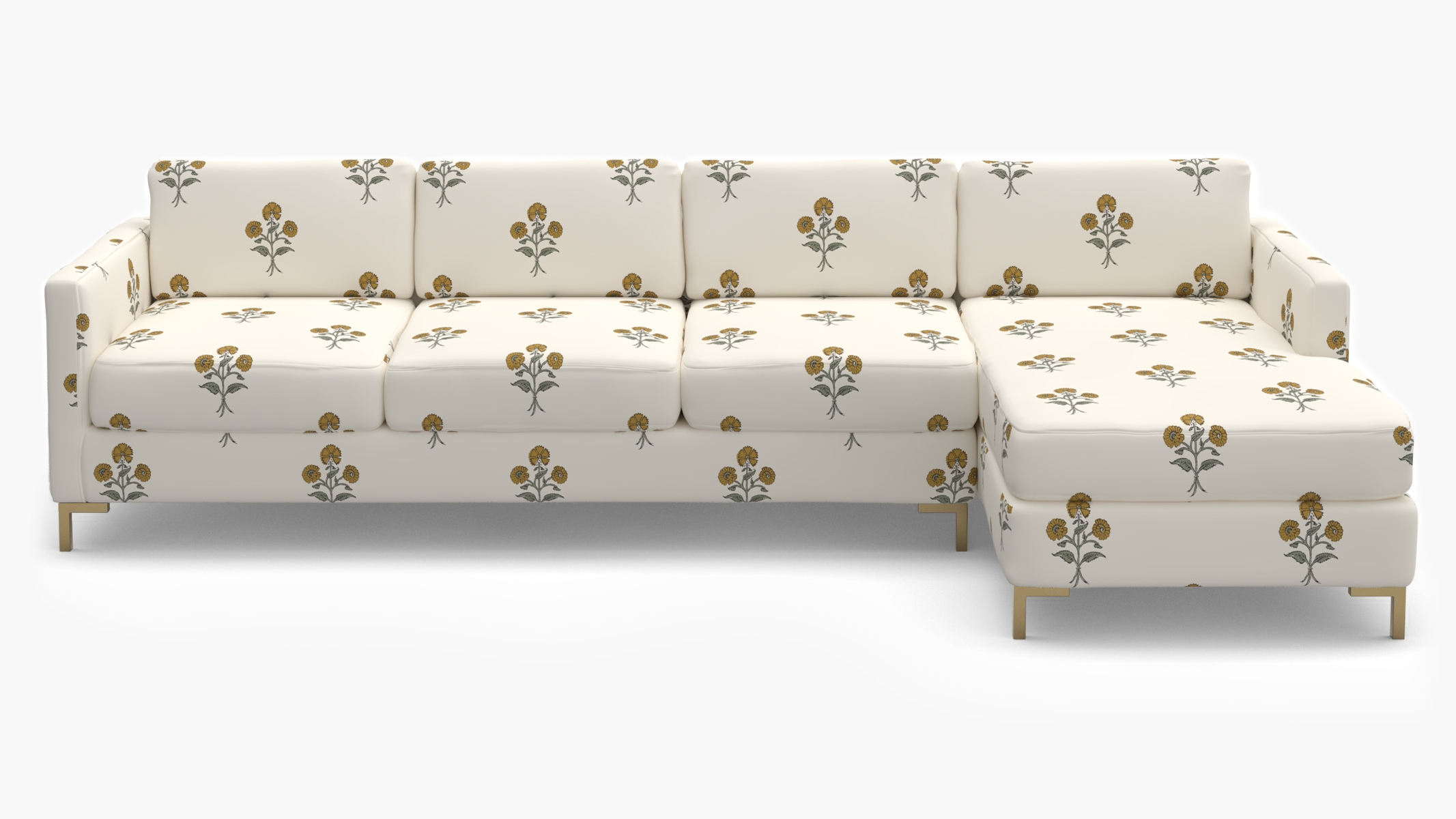 Modern Sectional, Right Facing, Marigold Delphine, Chrome L Leg - Image 0