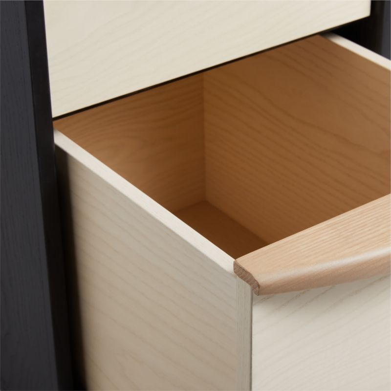 Kaufman 62" Black and Natural Wood Desk with File Drawer - Image 1