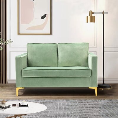 51" Velvet Square Arm Loveseat with Reversible Cushions - Image 0
