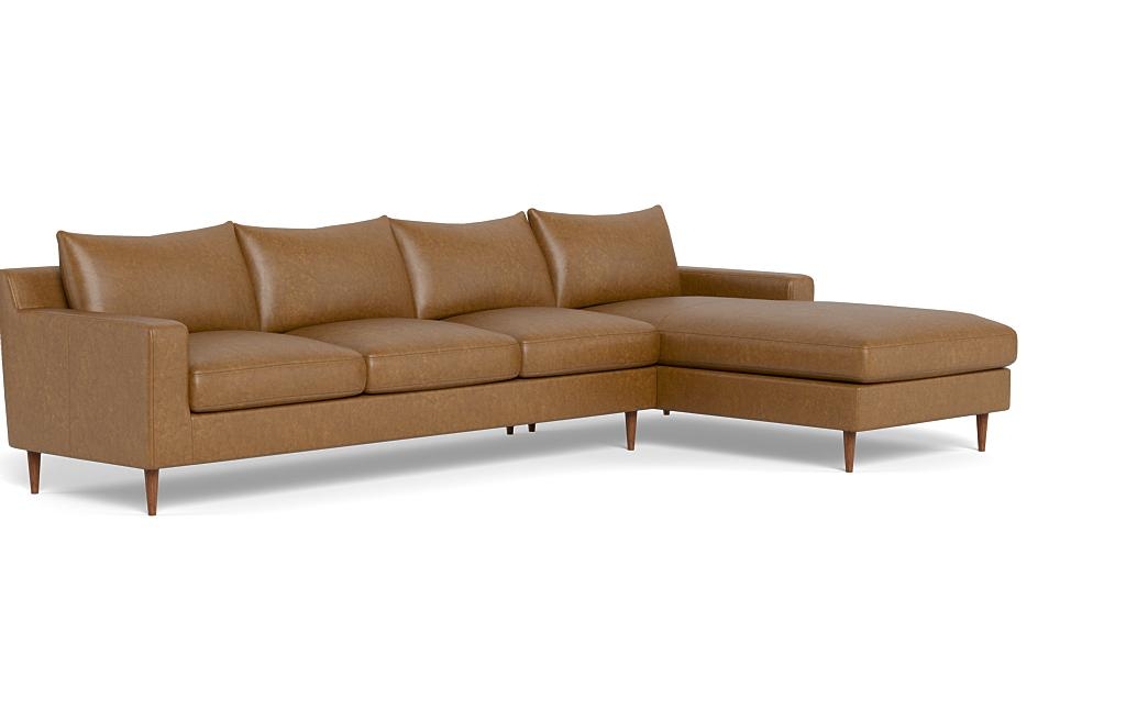 Sloan Leather 4-Seat Right Chaise Sectional - Image 1