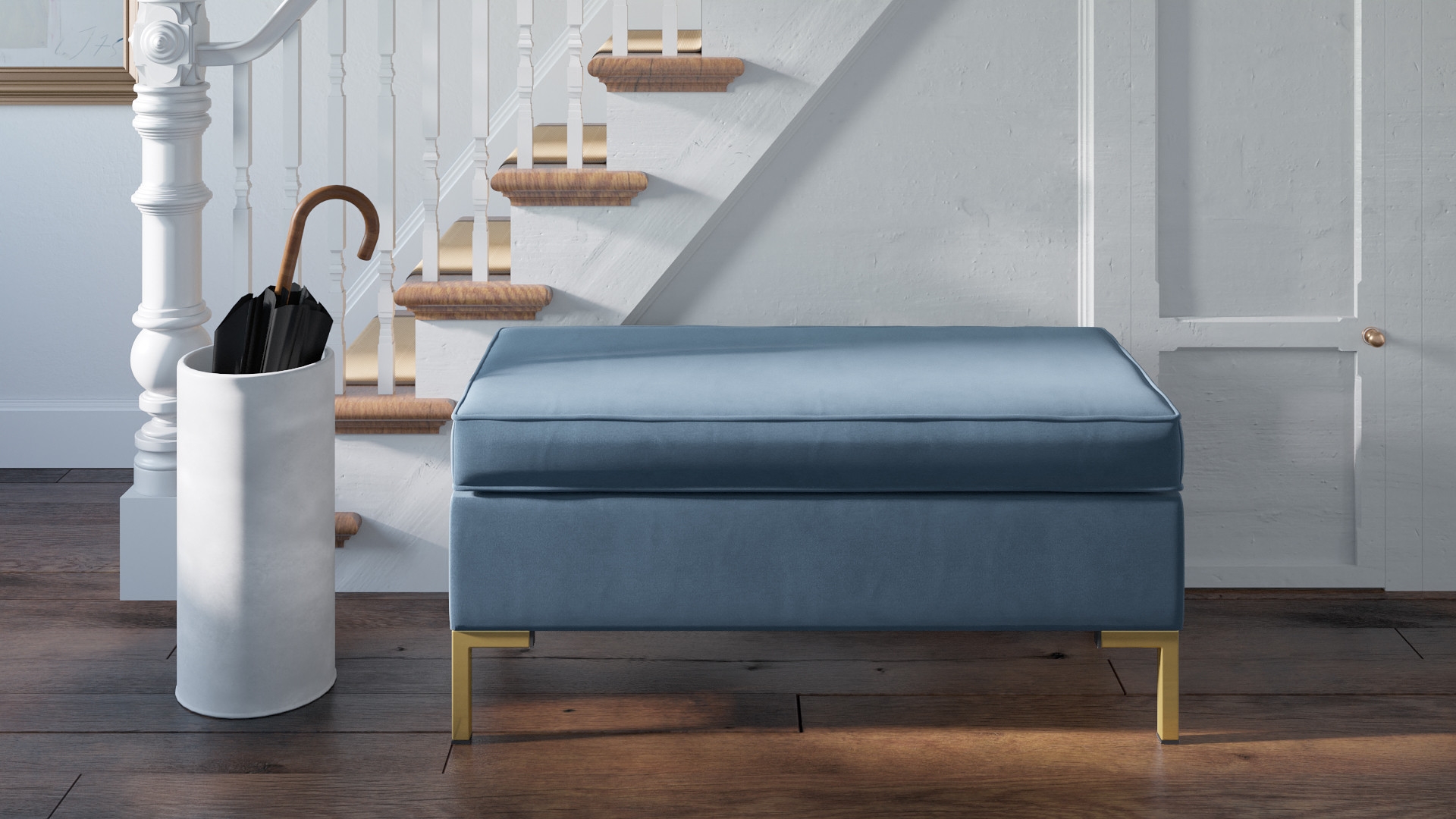 Modern Bench, Ocean Classic Velvet, Brass - Image 4